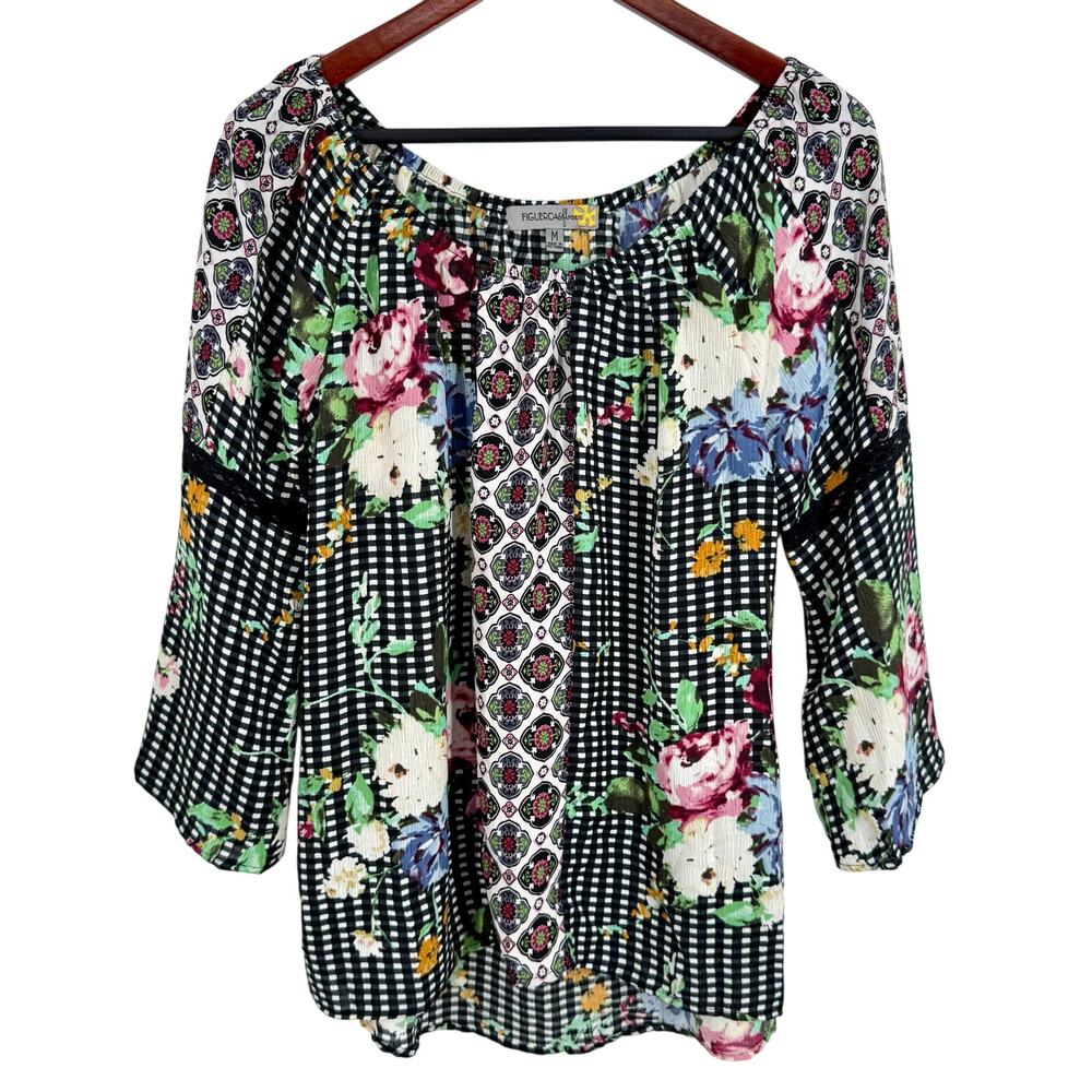 Figueroa & and Flower Medium Boho Bohemian Blouse Shirt Top